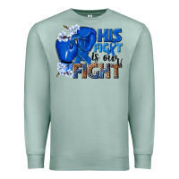 Seafoam his fight is our fight colon cancer blue ribbon Premium Sweatshirt - NancyCooperArtShop