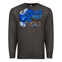 Smoke his fight is our fight colon cancer blue ribbon Premium Sweatshirt - NancyCooperArtShop