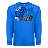 True Royal his fight is our fight colon cancer blue ribbon Premium Sweatshirt - NancyCooperArtShop