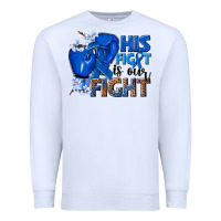 White his fight is our fight colon cancer blue ribbon Premium Sweatshirt - NancyCooperArtShop