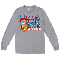 Heather Grey party in the usa Long Sleeve Tee - AdoDesignShop