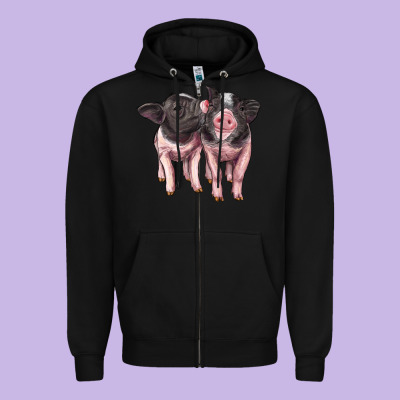 Cute Baby Pigs Zipper Hoodie Designed By Artiststas
