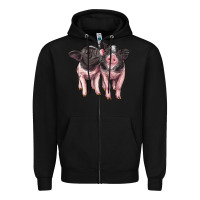 Black cute baby pigs Zipper Hoodie - Artiststas