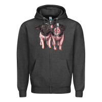Charcoal Heather cute baby pigs Zipper Hoodie - Artiststas