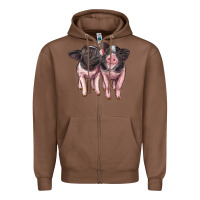 Chestnut cute baby pigs Zipper Hoodie - Artiststas