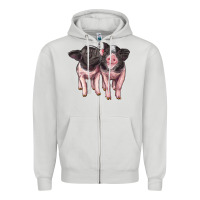 Dove Grey cute baby pigs Zipper Hoodie - Artiststas