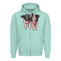 Seafoam cute baby pigs Zipper Hoodie - Artiststas