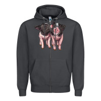 Smoke cute baby pigs Zipper Hoodie - Artiststas