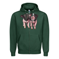 Sports Green cute baby pigs Zipper Hoodie - Artiststas