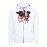 White cute baby pigs Zipper Hoodie - Artiststas