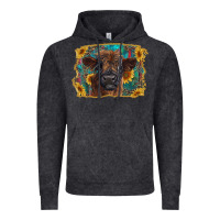 Vintage Black highland cow calf with western background Vintage Hoodie - RanaPortraitStore