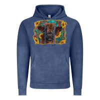 Vintage Denim highland cow calf with western background Vintage Hoodie - RanaPortraitStore