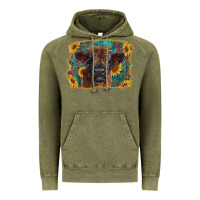 Vintage Olive highland cow calf with western background Vintage Hoodie - RanaPortraitStore