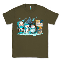 Army Green winter snowman coffee cups Classic Tee - AdoDesignShop