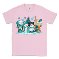 Bubblegum Pink winter snowman coffee cups Classic Tee - AdoDesignShop