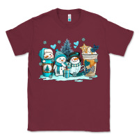 Burgundy winter snowman coffee cups Classic Tee - AdoDesignShop