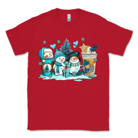 Red winter snowman coffee cups Classic Tee - AdoDesignShop