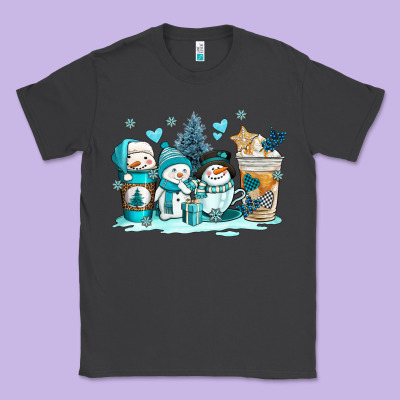Winter Snowman Coffee Cups Classic Tee Designed By Adodesignshop