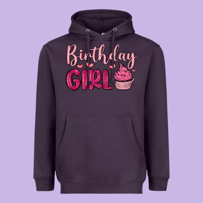 Birthday Girl Cupcake Heavyweight Hoodie Designed By Maliassmallbusiness
