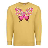 Antique Gold Pink ribbon Breast Cancer butterfly Premium Sweatshirt - NancyCooperArtShop