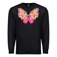 Black Pink ribbon Breast Cancer butterfly Premium Sweatshirt - NancyCooperArtShop