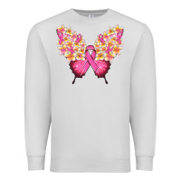Dove Grey Pink ribbon Breast Cancer butterfly Premium Sweatshirt - NancyCooperArtShop