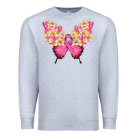 Heather Grey Pink ribbon Breast Cancer butterfly Premium Sweatshirt - NancyCooperArtShop