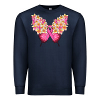 Navy Pink ribbon Breast Cancer butterfly Premium Sweatshirt - NancyCooperArtShop