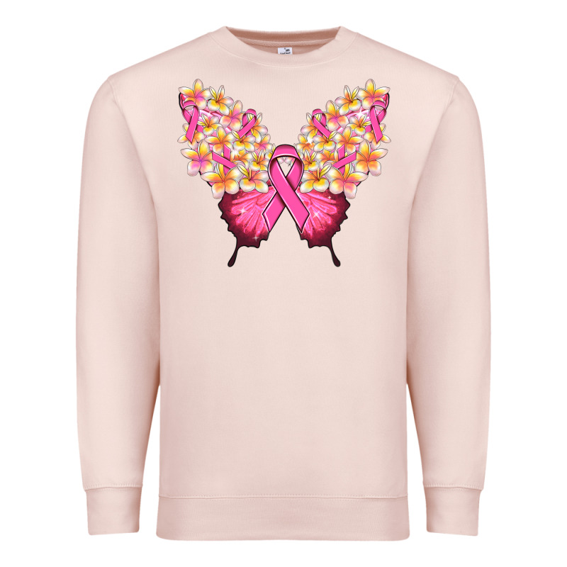Pink Ribbon Breast Cancer Butterfly Premium Sweatshirt by NancyCooperArtShop | Teevron