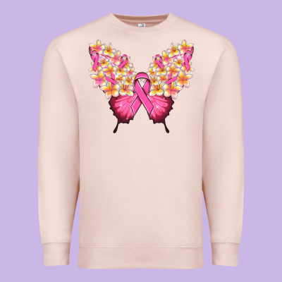 Pink Ribbon Breast Cancer Butterfly Premium Sweatshirt Designed By Nancycooperartshop