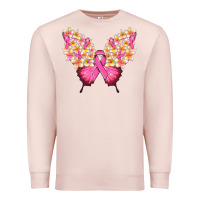 Pale Pink Pink ribbon Breast Cancer butterfly Premium Sweatshirt - NancyCooperArtShop