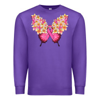 Purple Pink ribbon Breast Cancer butterfly Premium Sweatshirt - NancyCooperArtShop