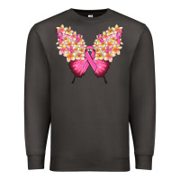 Smoke Pink ribbon Breast Cancer butterfly Premium Sweatshirt - NancyCooperArtShop
