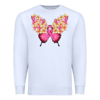 White Pink ribbon Breast Cancer butterfly Premium Sweatshirt - NancyCooperArtShop