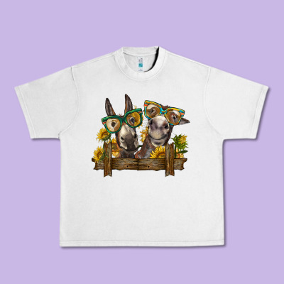 2 Donkeys With Sunflowers Urban Heavy Tee Designed By Barkaloodesign