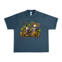 Midnight Navy 2 donkeys with sunflowers Urban Heavy Tee - BarkalooDesign