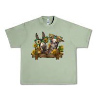 Oil Green 2 donkeys with sunflowers Urban Heavy Tee - BarkalooDesign