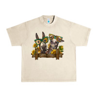 Sandshell 2 donkeys with sunflowers Urban Heavy Tee - BarkalooDesign