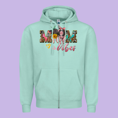 Mom Vibes Baby Pigs Zipper Hoodie Designed By Artiststas