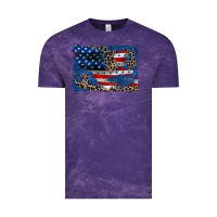Cloud Purple Leopard glitter American flag 4th of july Vintage Tee - CowGirlArtShop