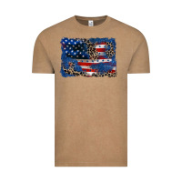 Vintage Coffee Leopard glitter American flag 4th of july Vintage Tee - CowGirlArtShop