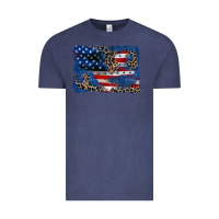 Vintage Denim Leopard glitter American flag 4th of july Vintage Tee - CowGirlArtShop