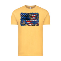 Vintage Mustard Leopard glitter American flag 4th of july Vintage Tee - CowGirlArtShop