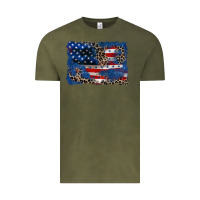 Vintage Olive Leopard glitter American flag 4th of july Vintage Tee - CowGirlArtShop