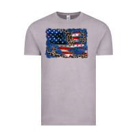 Vintage Zinc Leopard glitter American flag 4th of july Vintage Tee - CowGirlArtShop