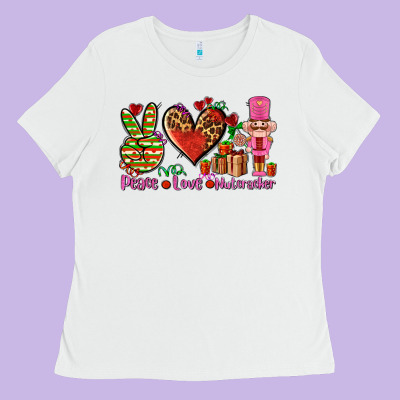 Peace Love Nutcraker Ladies Tee Designed By Adodesignshop