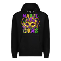 Black mardi gras mask Premium Hoodie - LillyAllenDesigns