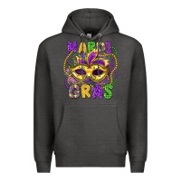 Charcoal Heather mardi gras mask Premium Hoodie - LillyAllenDesigns