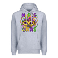 Heather Grey mardi gras mask Premium Hoodie - LillyAllenDesigns