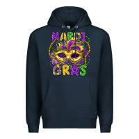 Navy mardi gras mask Premium Hoodie - LillyAllenDesigns